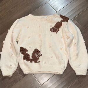 The Eagle’s Eye Vintage 100% Cotton Hand Knit Squirrel Pompom Sweater